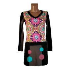 UDG hosszú ujjú, rózsaszín mintás ruha