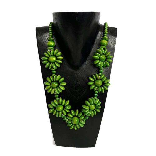 Nyaklánc, női, fa gyöngyös virág 1.