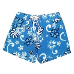 Női rövidnadrág Hawaii mintás 7. búzavirágkék XS