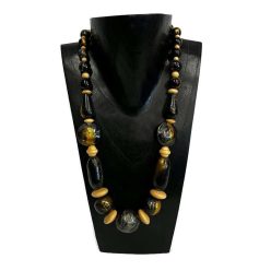   Nyaklánc, női, fa gyöngyös, márvány festésű fényes 2.