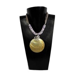 Nyaklánc, női, lila-fehér gyöngyös