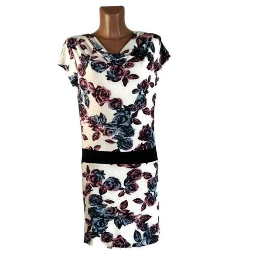 UDG rövid ujjú, kámzsás nyakú, rózsás ruha "L"