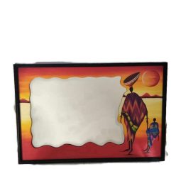   Fa kép tükörrel, afrikai szülő, gyermekkel hegyek előtt