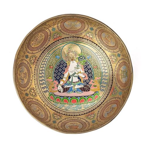 Hangtál Tibeti kézzel festett- Thanka fehér Tara 2411gr