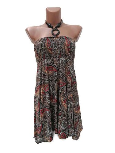 Rövid ruha, elöl rövid, hátul hosszabb fazon rózsaszín-piros