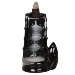   Kerámia visszaáramló kúpfüstölő tartó, fekete bambusz 