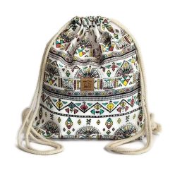 Utcai tornazsák, fehér alapon inka mintás