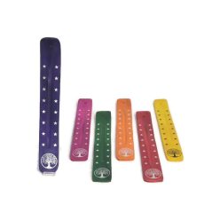   Fa füstölőtartó "sítalp" lila, festett Életfa motívummal