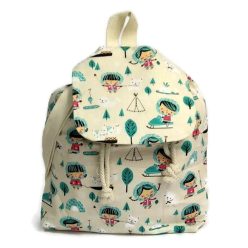   Zsinóros szájú hátizsák, vajszínű alapon eszkimó mintás