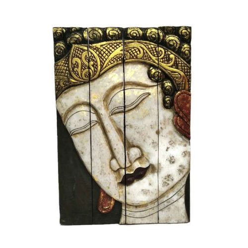 Buddha kép falra 4 részes, összecsukható fekete-fehér festett