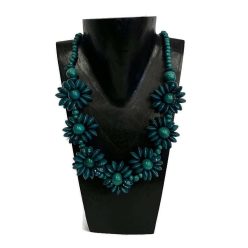 Nyaklánc, női, fa gyöngyös virág 4.