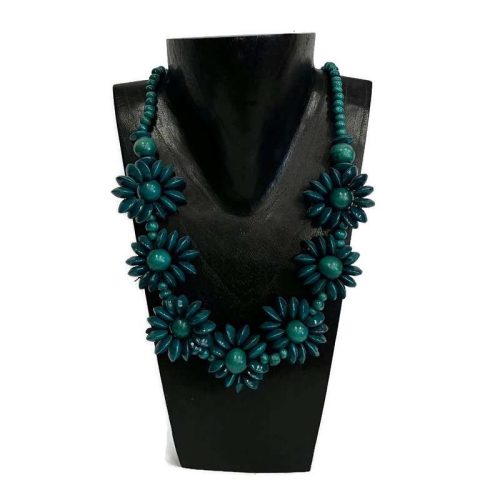 Nyaklánc, női, fa gyöngyös virág 4.