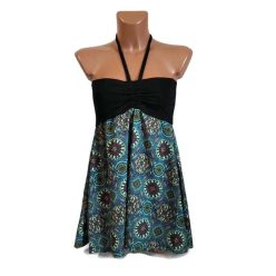 Szoknya 2in1 kék, zöld virággal