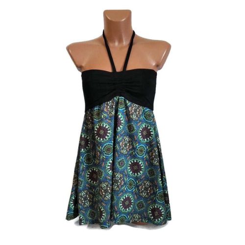 Szoknya 2in1 kék, zöld virággal