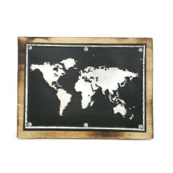 Fatábla fém nyomattal, térkép dizájn fekete