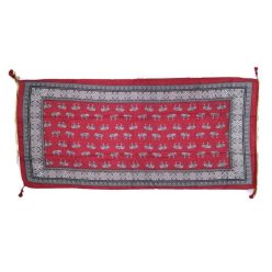 Thai kendő, piros alapon pici elefántok