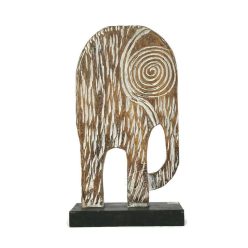 Fa panel, elefánt antik fehér "M"