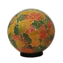Üvegmozaik lámpabúra, gömb "L" sárgás tarka