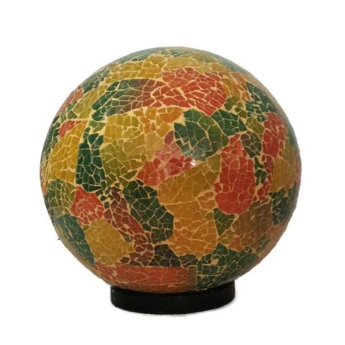 Üvegmozaik lámpabúra, gömb "L" sárgás tarka