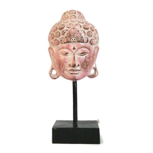 Fa panel, Buddha fej antik rózsaszín