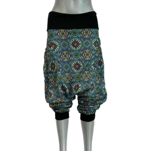 Zsebes 2in1 nadrág kék, zöld virággal