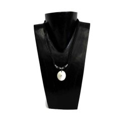 Nyaklánc, női, fehér, csiga medál, lapos