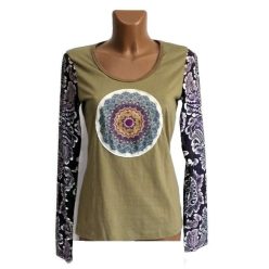 UDG hosszú ujjú felső, homokszínű, lila mandalával