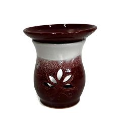   Párologtató, aromalámpa illóolajhoz, lótusz virágos bordó-fehér