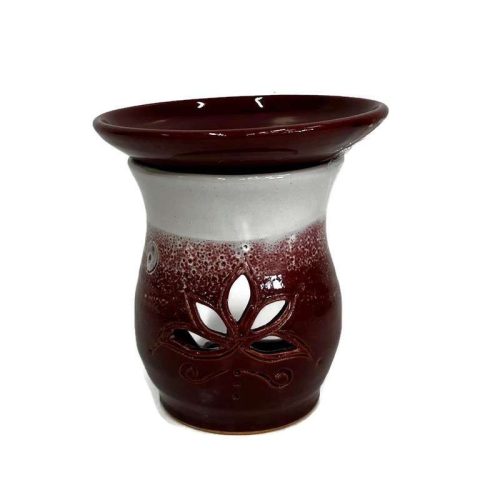 Párologtató, aromalámpa illóolajhoz, lótusz virágos bordó-fehér