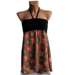 Szoknya 2in1 piros, zöld virággal