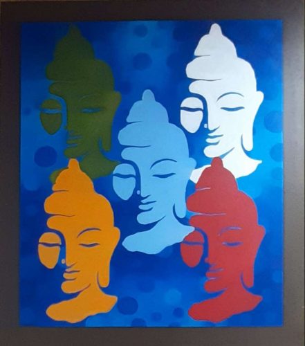 Buddha-öt elem festmény 