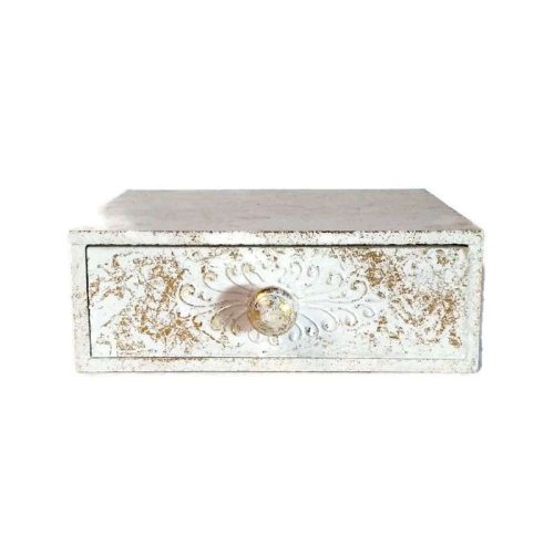 Antik fehér fiókos doboz 19,5cm