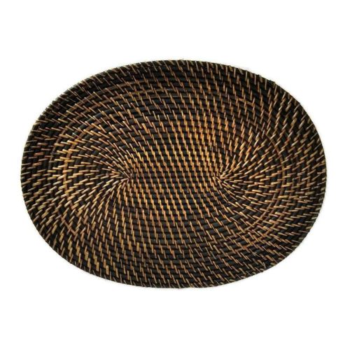 Rattan tányéralátét ovális fekete