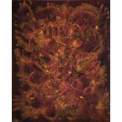 Piros-arany absztrakt festmény