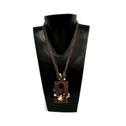 Nyaklánc, női, kókuszfa téglalap alakú medállal 1.