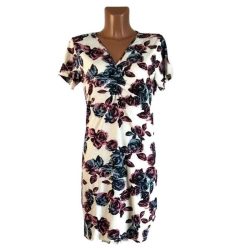 UDG rövid ujjú, V-nyakú, rózsás ruha "S"