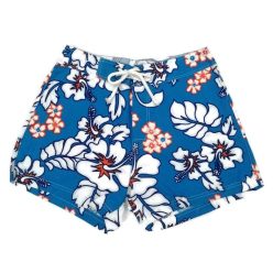 Női rövidnadrág Hawaii mintás 6. türkizkék XS