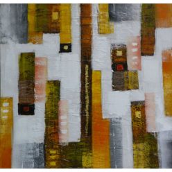 Fehér-szürke-sárga modern absztrakt festmény