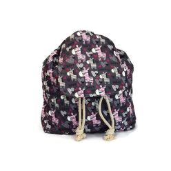 Zsinóros szájú hátizsák, szürke alapon zebra mintás