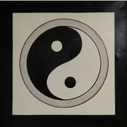 Aboriginal stílusú Yin-Yang festmény fekete