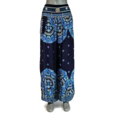   Jázmin nadrág hátul gumis derékkal éjkék, világoskék mintával