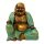 Nevető Buddha szobor - arany-zöld, szerencsehozó dekoráció 