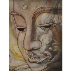   Folyatásos technikával készült alapon Buddha arc festmény