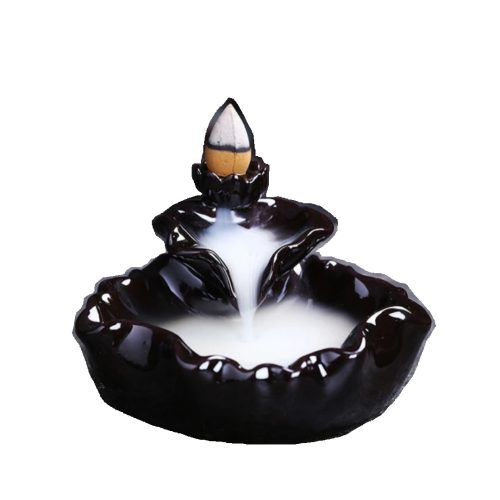 Kerámia visszaáramló kúpfüstölő tartó, Lótuszvirág