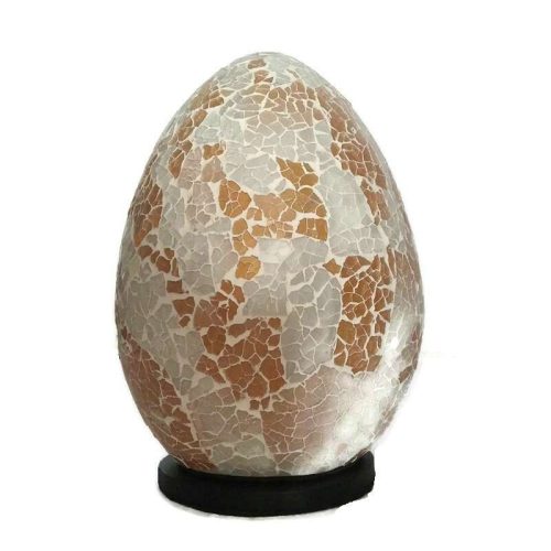 Üvegmozaik lámpabúra, tojás "S" fehér-aranyszín