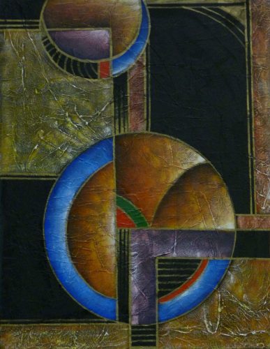 Fekete-arany 2 gömb, modern festmény