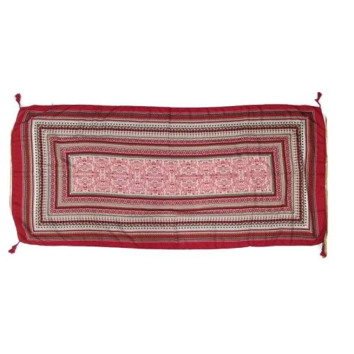 Thai kendő, piros-fehér, apró mintás