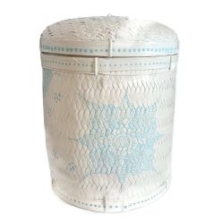   Bali fonott henger tároló fehér-világoskék "L"