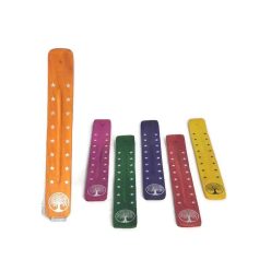   Fa füstölőtartó "sítalp" narancs, festett Életfa motívummal