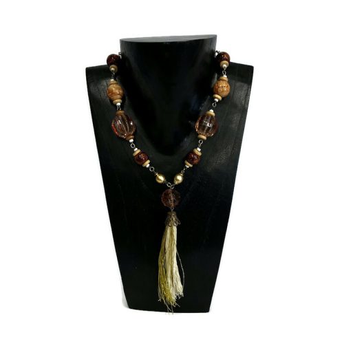 Nyaklánc, női, fa és akril gyöngyökkel